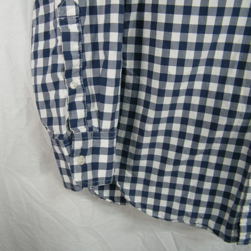J.‎ Crew Navy Gingham Button Down Shirt Mens M Classic Prep Cottagecore Cotton